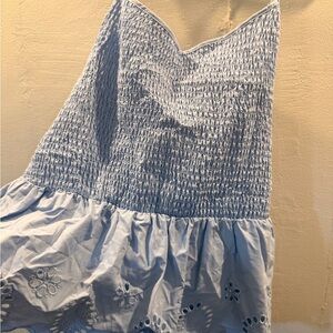 No Boundaries Light Blue Smocked Crop Top